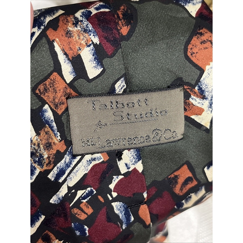 Robert Talbott Green Abstract Camouflage 100% Silk Hand Sewn Wide Width Tie - Picture 6 of 8